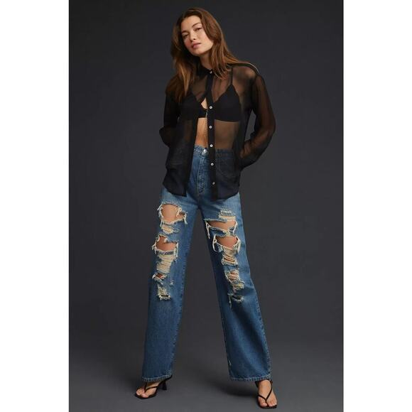 Anthropologie Pilcro The Joey High Rise Straight Jeans Size 27 - Picture 2 of 9